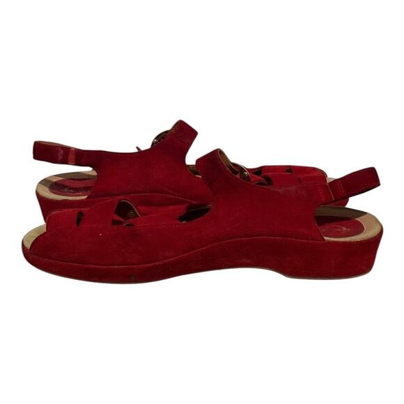 Earthies Women's Red Suede Sandals Size 11B Comfort Arch Support Shoes - Picture 6 of 8